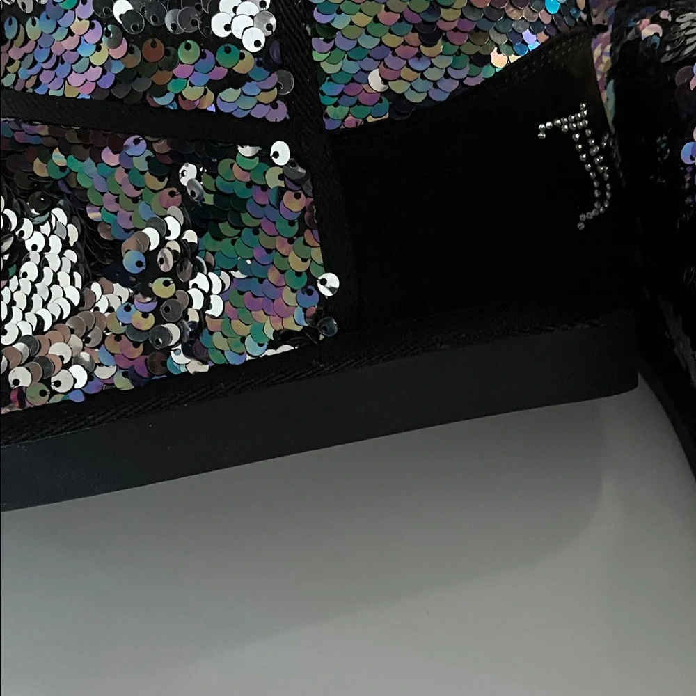 Juicy Couture Black‎ and Silver Sequin Winter Boots Size 8